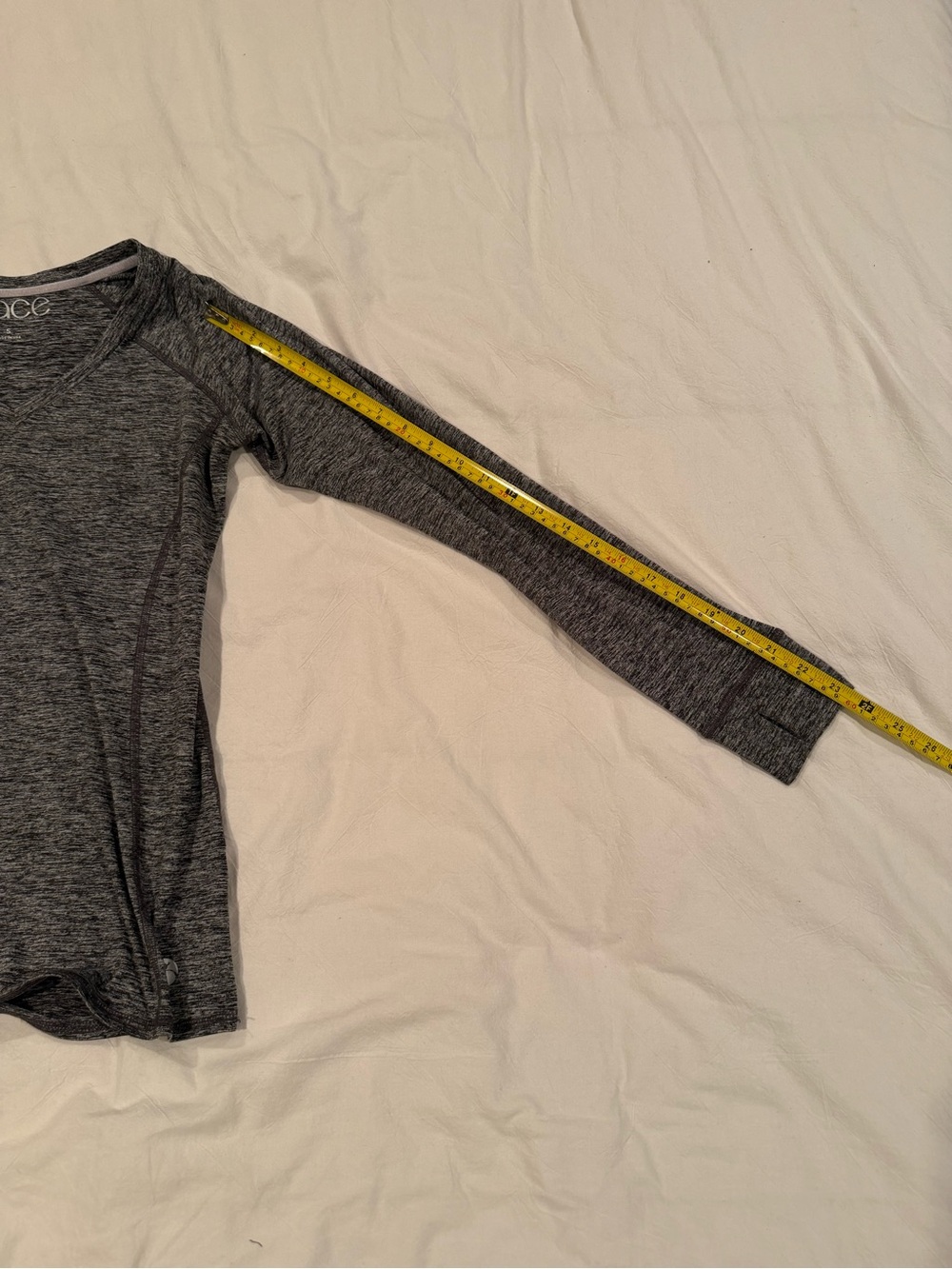 Women's Grey Long-Sleeve V-Neck Performance Top - Picture 12 of 12